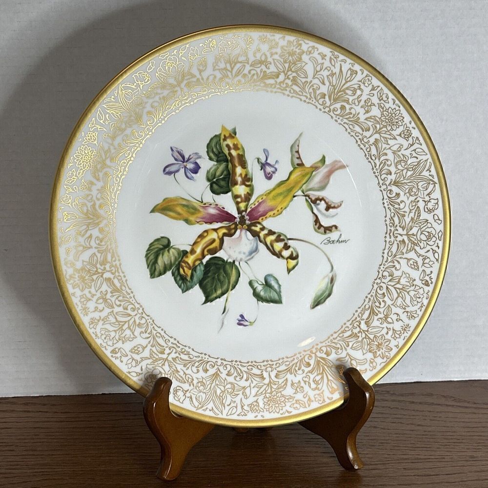 BOEHM Flowers of The World "Spider Orchid" 10.5" Large Bone Porcelain Plate 1979